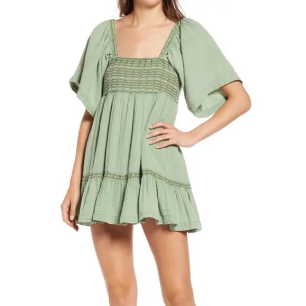 Free People Green Mini Dress - XS